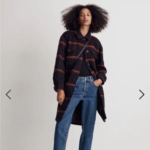 Madewell Long Shirt-Jacket in Windowpane (XS) NWT